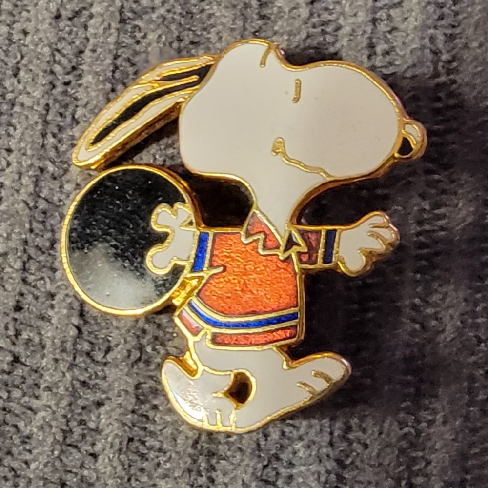 Snoopy Enamel Pin with Orange and Black Accents